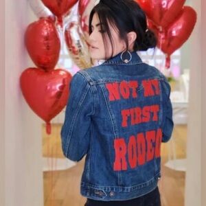 Lucky Brand Woman’s Denim Jacket with Red Print